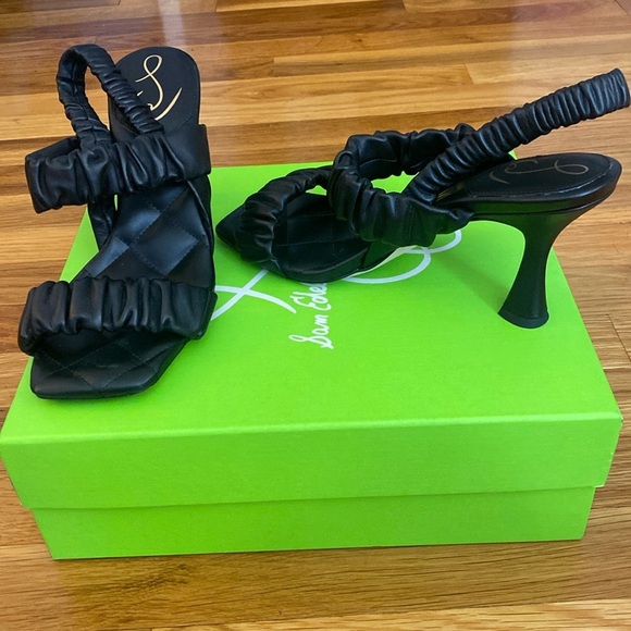 Sam Edelman Women’s Black Leather Heeled Sandals Size 8.5 - Picture 1 of 7